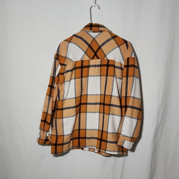 Men's Plaid Shirt Jacket - Orange and White - Picture 6 of 8
